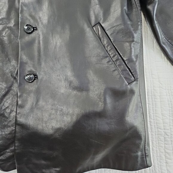 Cole Haan City Lambskin Leather Car Coat Men's Small Black Removable Lining EUC - Picture 4 of 16